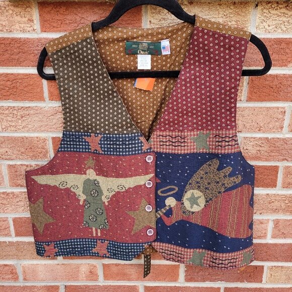 Orvis Jackets & Blazers - Vintage Orvis Vest Women's Size XL Tapestry Angles Christmas Holiday Made in USA